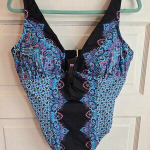 🌊 Swimsuits For All Deep V-Neck One-Piece Swimsuit - Blue Ombre Lace - side 14